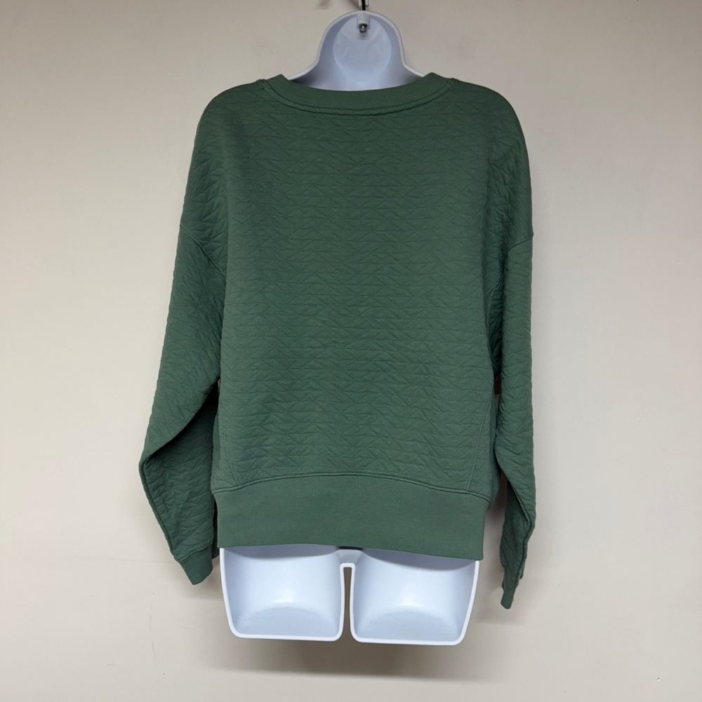 All in Motion Women's Quilted 100% Cotton Crewneck Sweatshirt Pocket Green - Picture 6 of 16